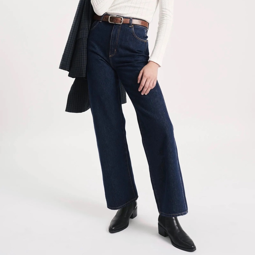 Rolla’s Heidi Jean high waist wide leg rinse blue